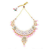 Sizzle Jewels Elegant Pink Handmade Meenakari Necklace Set with Earrings | Maang Tikka