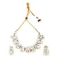 Sizzle Jewels Elegant Handmade White Marble Look Heavy Stone Necklace Set