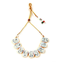 Sizzle Jewels Elegant Handmade White Marble Look Heavy Stone Necklace Set