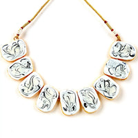Sizzle Jewels Elegant Handmade White Marble Look Heavy Stone Necklace Set
