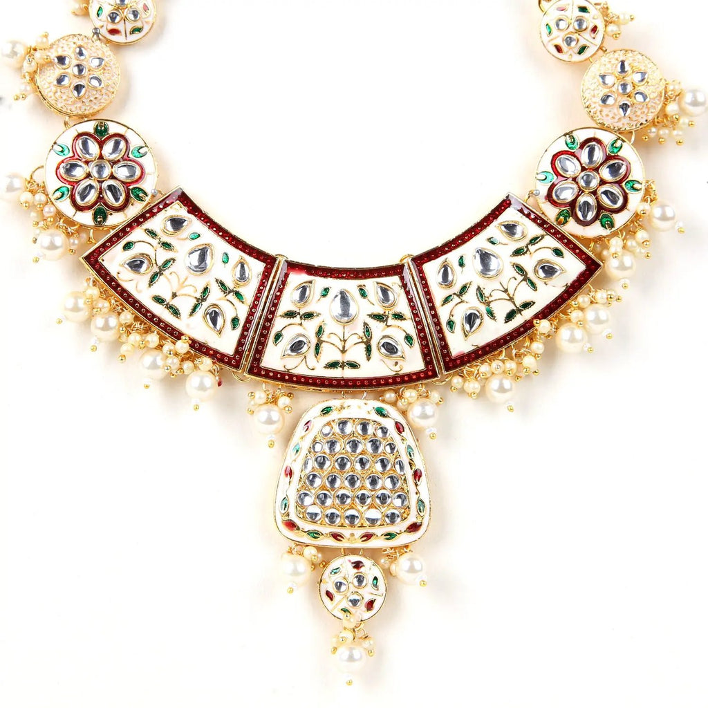 Sizzle Jewels Royal Handmade Kundan Meenakari Heavy Necklace Set