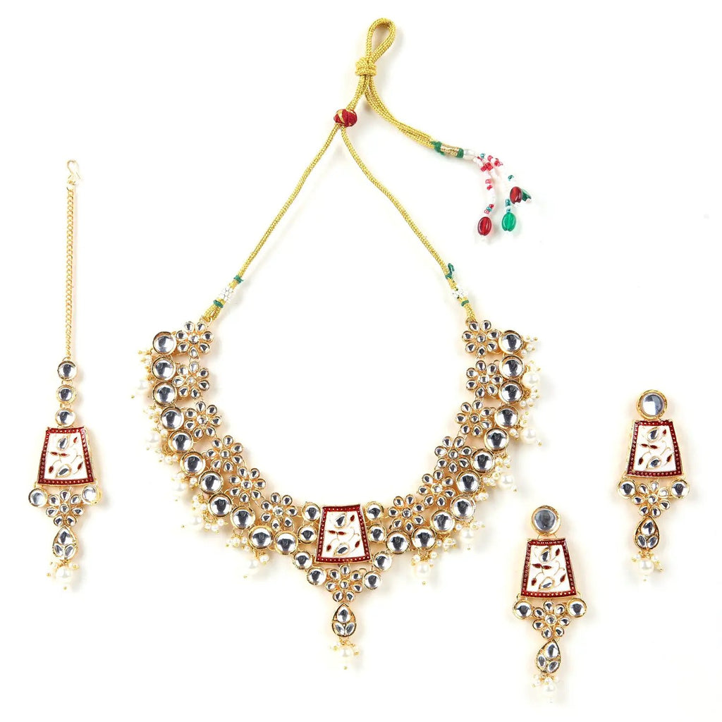 Sizzle Jewels Royal Kundan and Meenakari Bridal Necklace Set