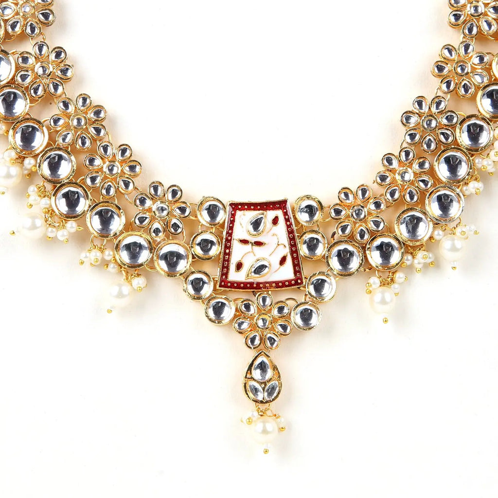 Sizzle Jewels Royal Kundan and Meenakari Bridal Necklace Set
