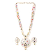 Handcrafted Meenakari Pendant Necklace Set with Multicolor Beads & Earrings – Traditional Indian Jewelry