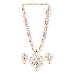 Handcrafted Meenakari Pendant Necklace Set with Multicolor Beads & Earrings – Traditional Indian Jewelry SIZZLE JEWELS