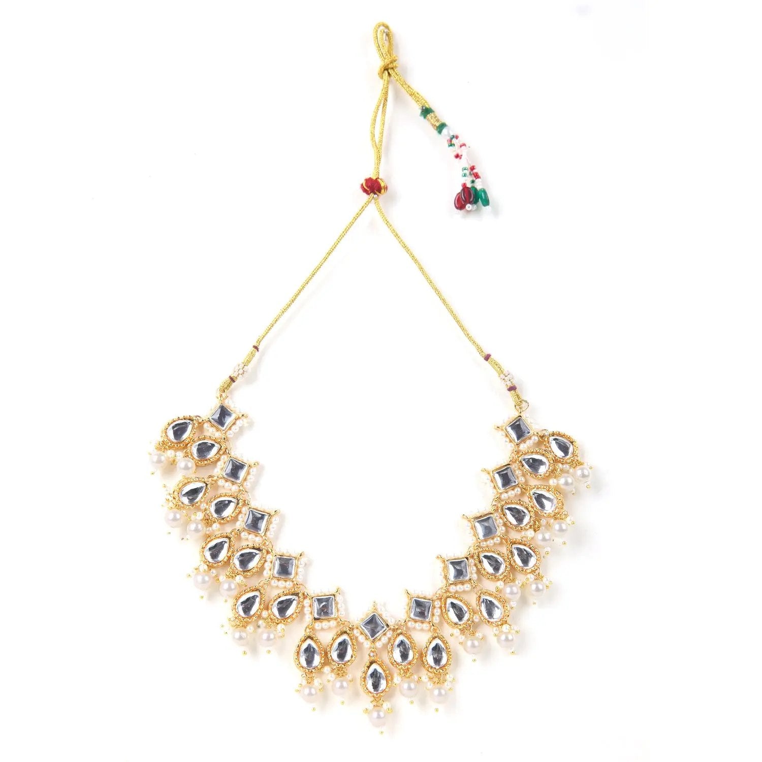 Sizzle Jewels Royal Kundan Pearl Bridal Necklace Set with Earrings and Maang Tikka SIZZLE JEWELS