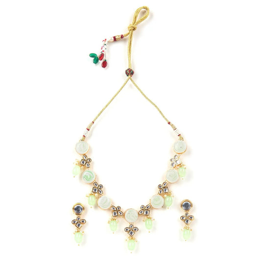 Sizzle Jewels Charming Green Bead and White Stone Necklace Set SIZZLE JEWELS