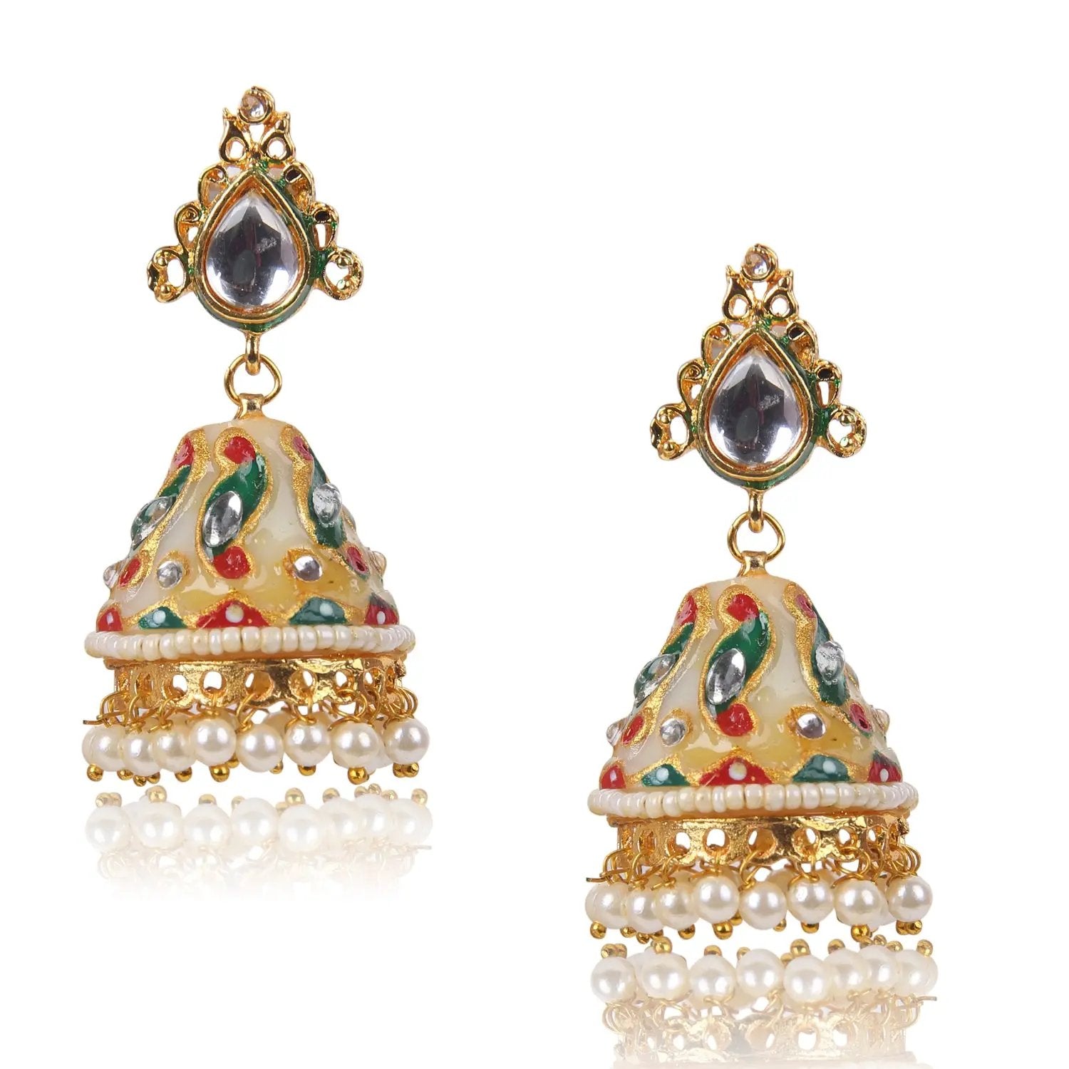 Sizzle Jewels Traditional Enamel Meenakari Jhumka Earrings SIZZLE JEWELS