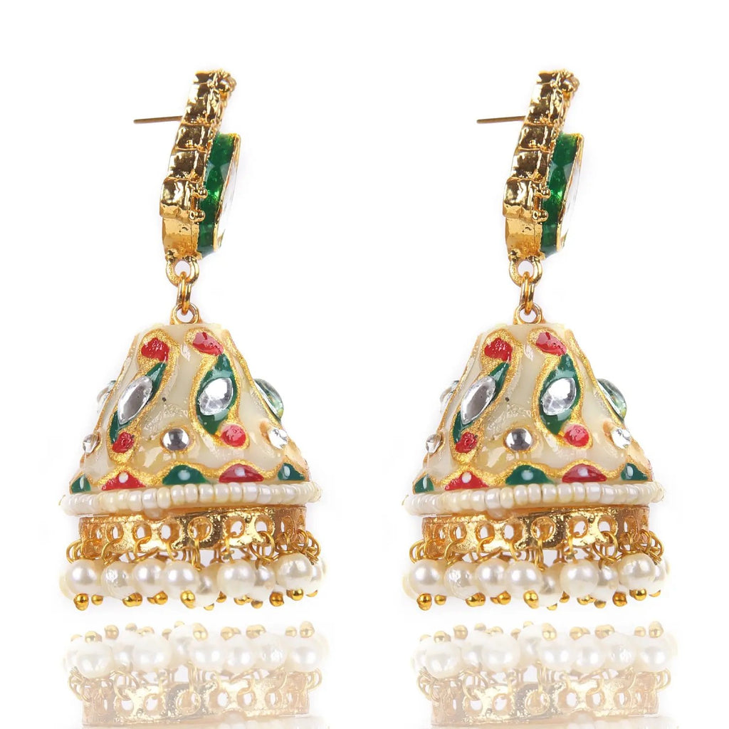 Sizzle Jewels Traditional Enamel Meenakari Jhumka Earrings
