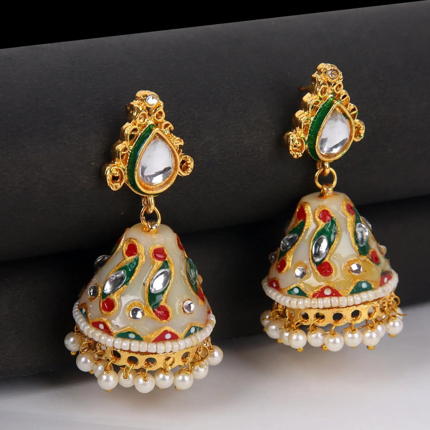 Sizzle Jewels Traditional Enamel Meenakari Jhumka Earrings SIZZLE JEWELS