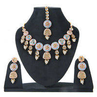 Sizzle Jewels Handcrafted Kundan Meenakari Necklace Set with Earrings