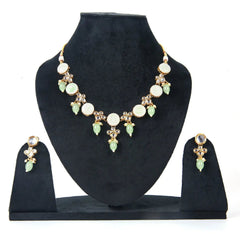 Sizzle Jewels Charming Green Bead and White Stone Necklace Set SIZZLE JEWELS