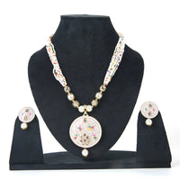 Handcrafted Meenakari Pendant Necklace Set with Multicolor Beads & Earrings – Traditional Indian Jewelry