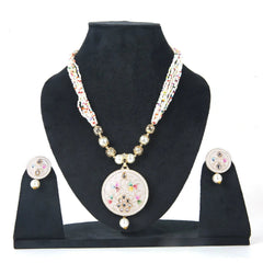 Handcrafted Meenakari Pendant Necklace Set with Multicolor Beads & Earrings – Traditional Indian Jewelry SIZZLE JEWELS