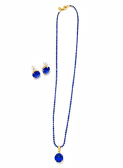 Royal Blue Stone Necklace Set with Matching Stud Earrings