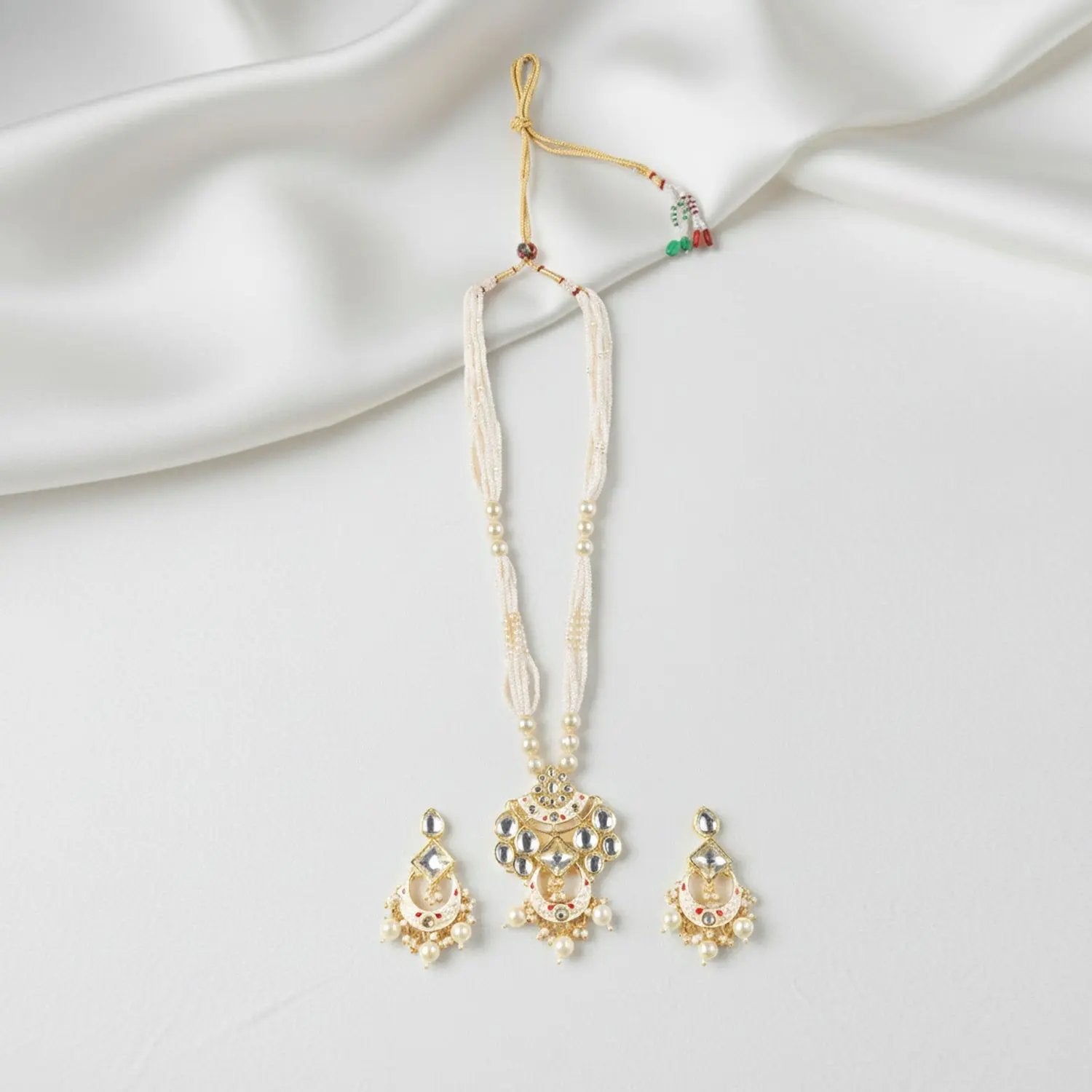 Sizzle Jewels Elegant Kundan Pearl Necklace Set with Earrings | Traditional Bridal Jewelry SIZZLE JEWELS