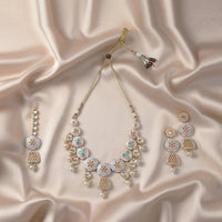 Sizzle Jewels Handcrafted Kundan Meenakari Necklace Set with Earrings