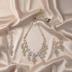 Sizzle Jewels Handcrafted Kundan Meenakari Necklace Set with Earrings SIZZLE JEWELS