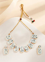 Sizzle Jewels Elegant Handmade White Marble Look Heavy Stone Necklace Set
