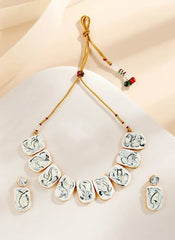 Sizzle Jewels Elegant Handmade White Marble Look Heavy Stone Necklace Set SIZZLE JEWELS