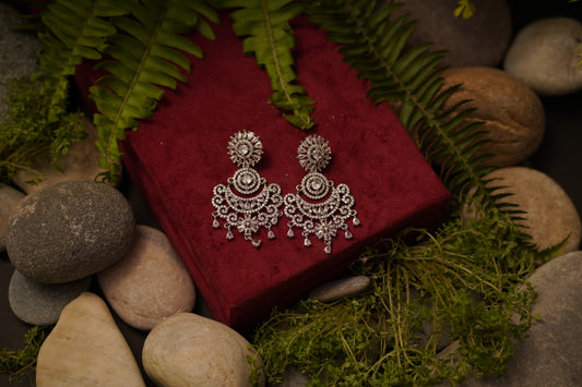 ✨ Elegant American Diamond Chandelier Earrings for Women & Girls – Sparkling Silver Finish | Party Wear, Wedding & Festive Jewelry ✨