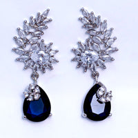 ✨ Elegant American Diamond Earrings with Blue Teardrop Stone – Designer Party & Wedding Jewelry ✨