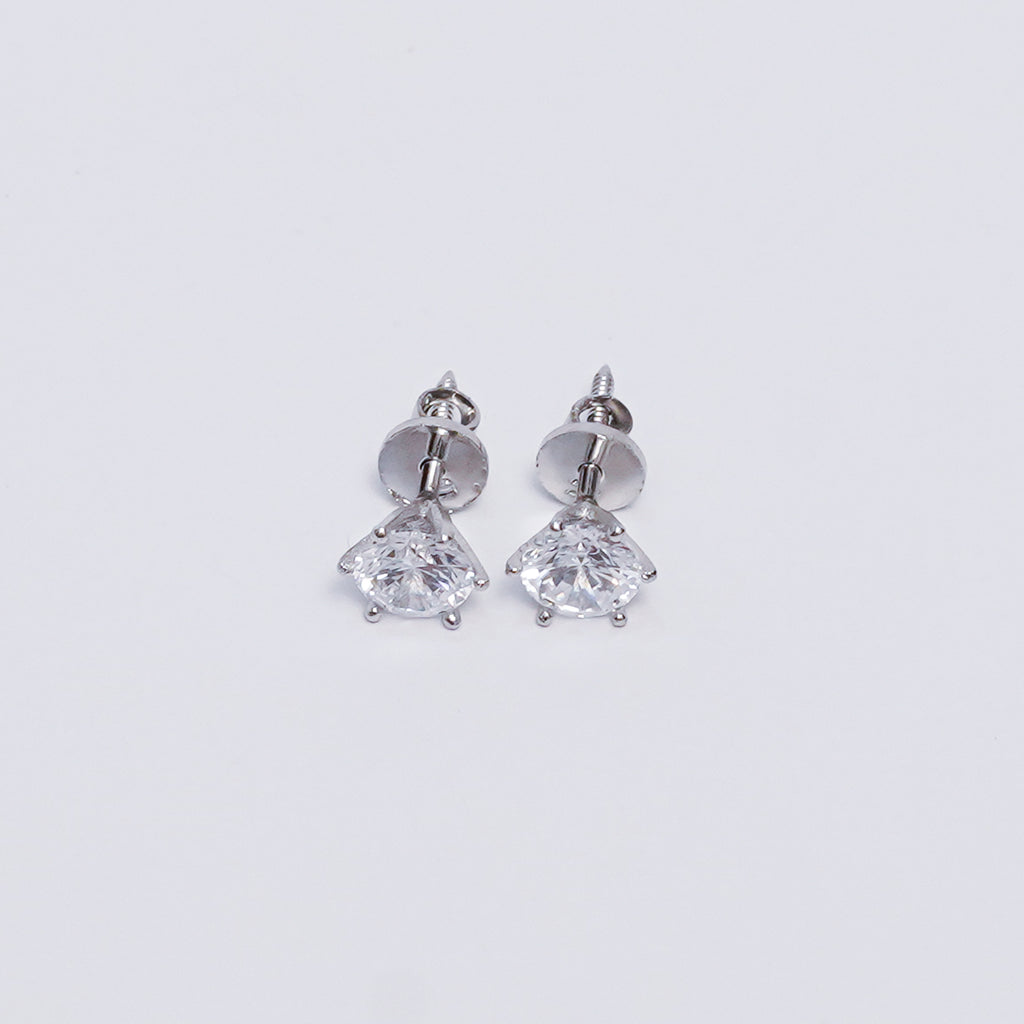 Classic Solitaire Stud Earrings in Gold & Silver – Elegant Crystal Stone Earrings for Daily & Party Wear
