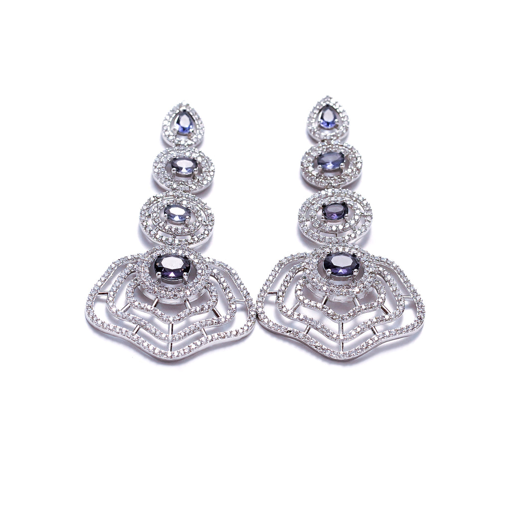 Luxury American Diamond Long Earrings for Women – Sparkling Party & Bridal Wear Jewelry