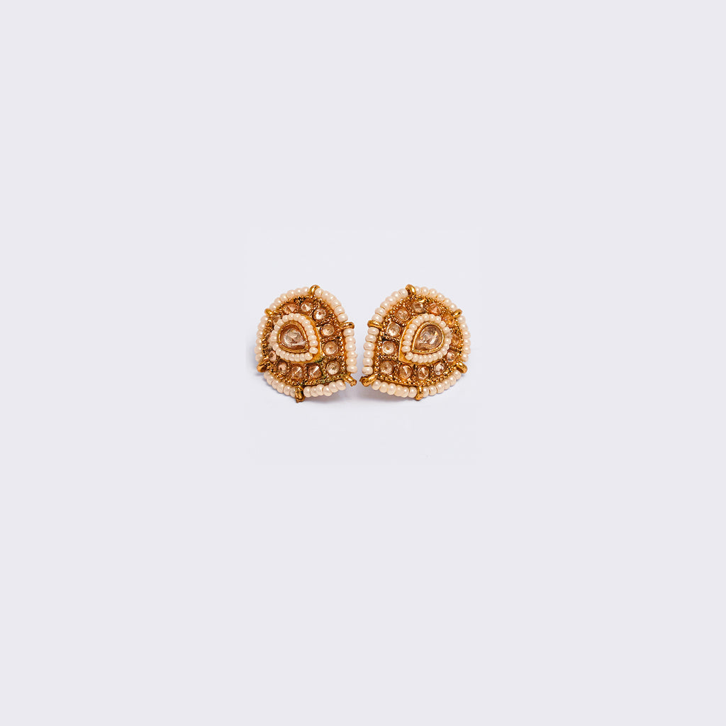 ✨ Traditional Ethnic Stud Earrings with Pearl & Kundan Design – Elegant Daily & Festive Jewelry ✨