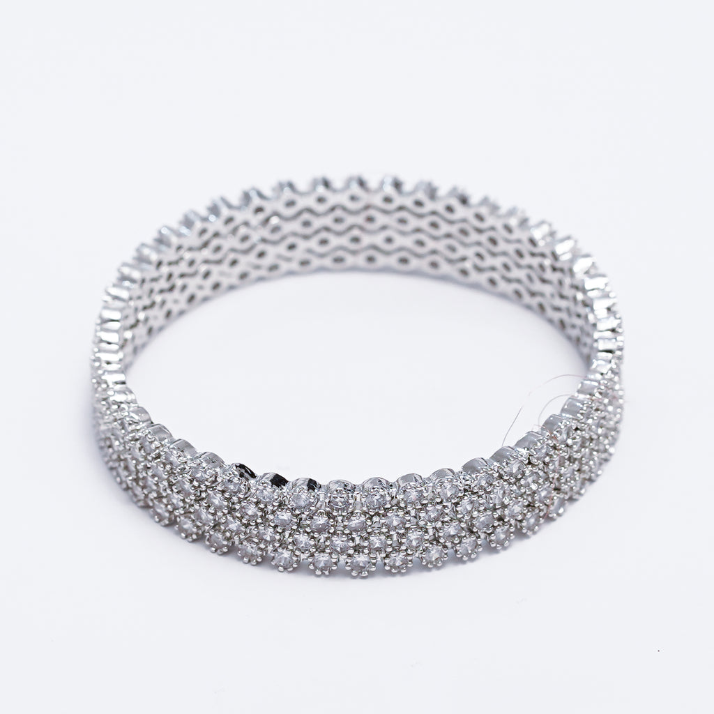 ✨ Elegant American Diamond Bangles Set – Sparkling Silver Finish ✨
