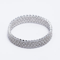 ✨ Elegant American Diamond Bangles Set – Sparkling Silver Finish ✨