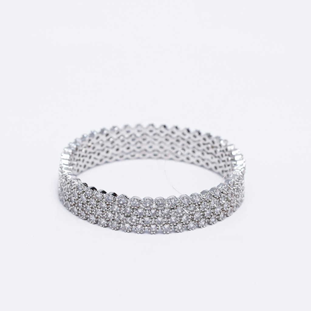 ✨ Elegant American Diamond Bangles Set – Sparkling Silver Finish ✨