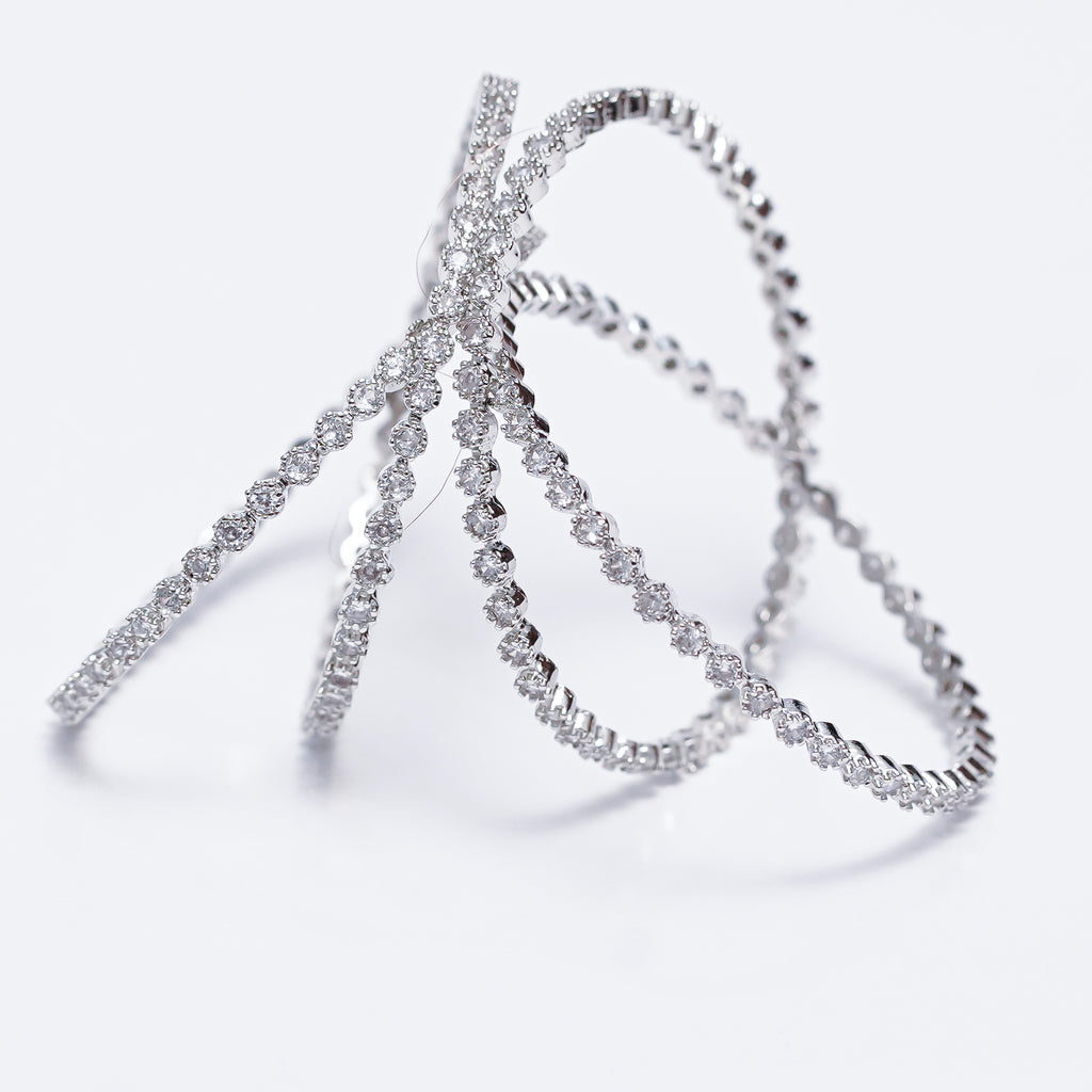 ✨ Elegant American Diamond Bangles Set – Sparkling Silver Finish ✨