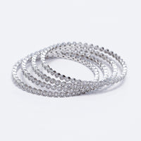 ✨ Elegant American Diamond Bangles Set – Sparkling Silver Finish ✨