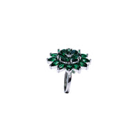Elegant Silver-Plated Emerald Floral Adjustable Ring for Women & Girls.
