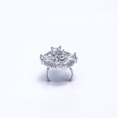 Elegant Silver Statement Ring for Women | Sparkling Cubic Zirconia Cocktail & Engagement Jewelry