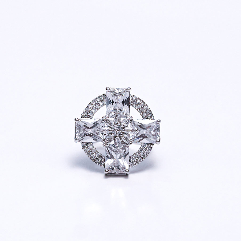 Elegant Silver Statement Ring for Women | Sparkling Cubic Zirconia Cocktail & Engagement Jewelry