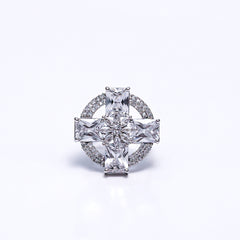 Elegant Silver Statement Ring for Women | Sparkling Cubic Zirconia Cocktail & Engagement Jewelry