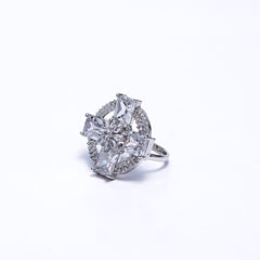 Elegant Silver Statement Ring for Women | Sparkling Cubic Zirconia Cocktail & Engagement Jewelry