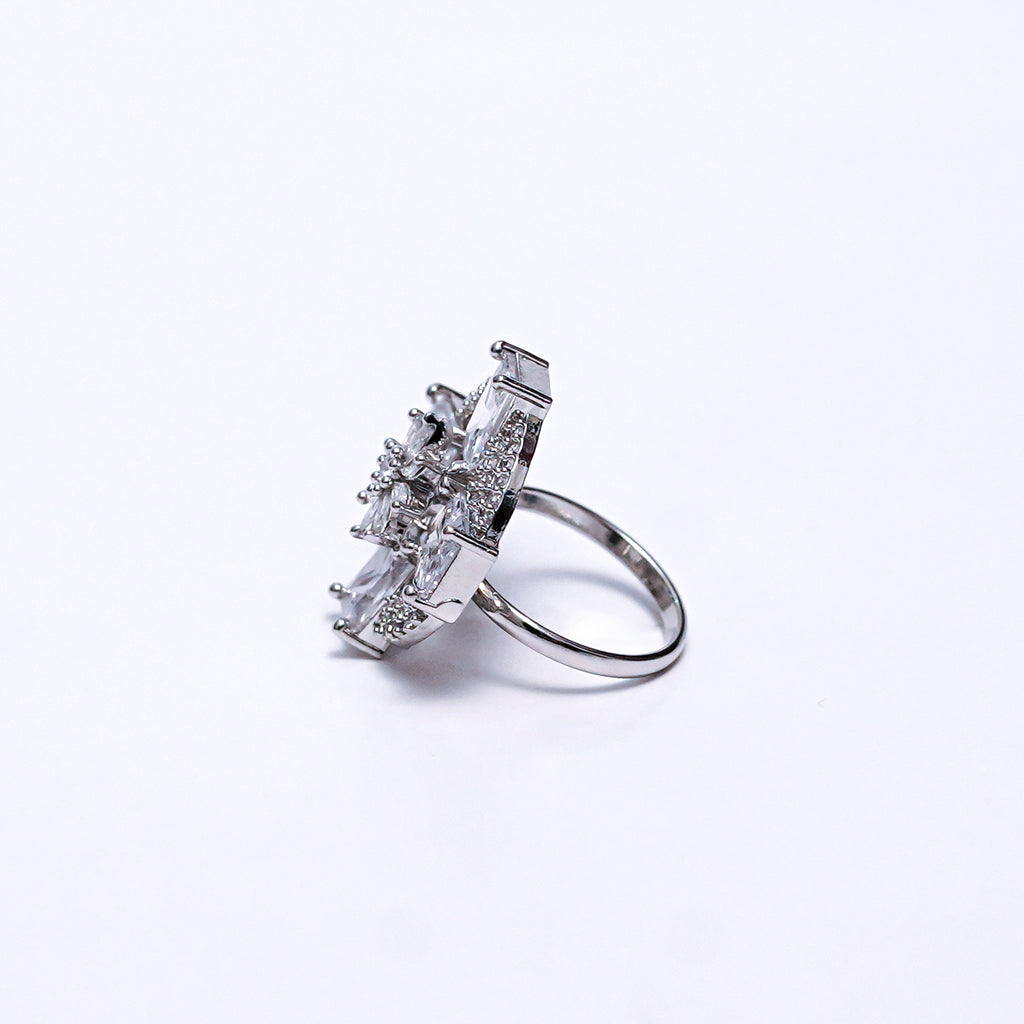 Elegant Silver Statement Ring for Women | Sparkling Cubic Zirconia Cocktail & Engagement Jewelry