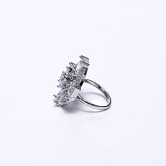 Elegant Silver Statement Ring for Women | Sparkling Cubic Zirconia Cocktail & Engagement Jewelry