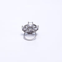 Elegant Silver Statement Ring for Women | Sparkling Cubic Zirconia Cocktail & Engagement Jewelry