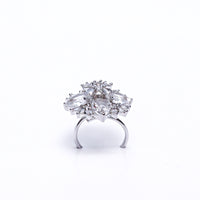 Luxury Silver-Plated Statement Ring with Sparkling CZ Stones – Elegant Cocktail & Party Jewelry for Women