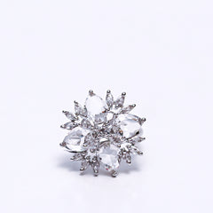 Luxury Silver-Plated Statement Ring with Sparkling CZ Stones – Elegant Cocktail & Party Jewelry for Women