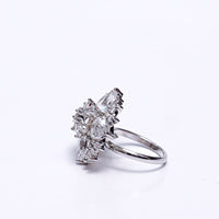 Luxury Silver-Plated Statement Ring with Sparkling CZ Stones – Elegant Cocktail & Party Jewelry for Women