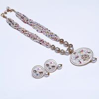 Handcrafted Meenakari Pendant Necklace Set with Multicolor Beads & Earrings – Traditional Indian Jewelry