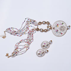 Handcrafted Meenakari Pendant Necklace Set with Multicolor Beads & Earrings – Traditional Indian Jewelry