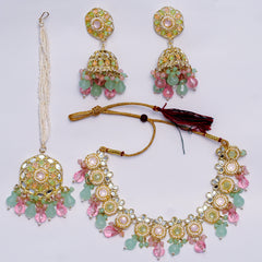 Luxury Kundan Pearl Choker Necklace Set with Earrings & Maang Tikka – Bridal & Festive Jewelry