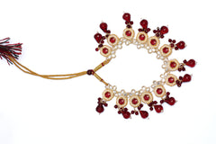 Bridal Kundan Necklace Set with Red Beads, Earrings & Maang Tikka – Traditional Indian Wedding Jewelry