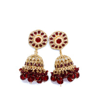 Bridal Kundan Necklace Set with Red Beads, Earrings & Maang Tikka – Traditional Indian Wedding Jewelry